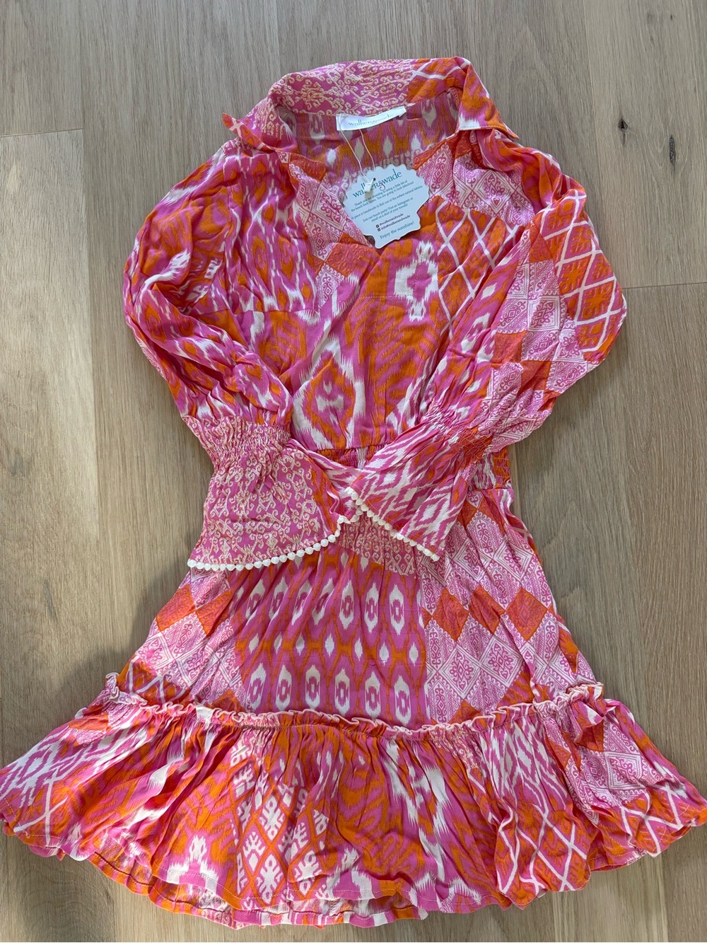 Women’s Walker & Wade Pink & Orange Printed Ruffle Dress